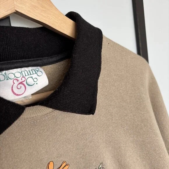 Vintage Halloween Sweatshirt Women’s Large Black Cat Pumpkin Scarecrow 80/90s - Picture 8 of 16